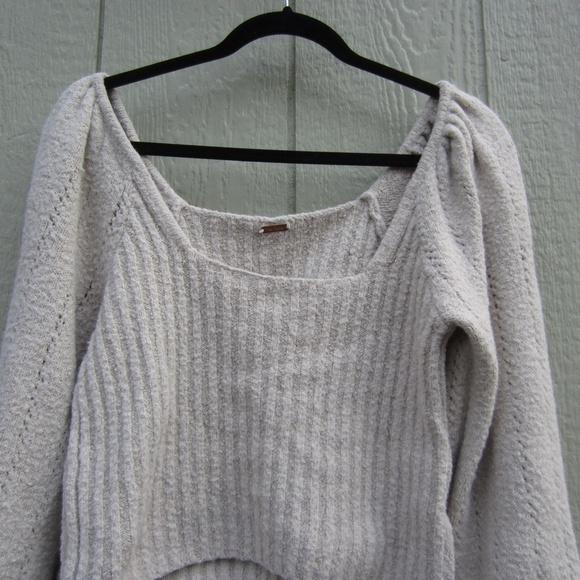 Free people sweater womens S? Cream white Katie‎ Pullover Cropped Y2K Grunge - Picture 4 of 16